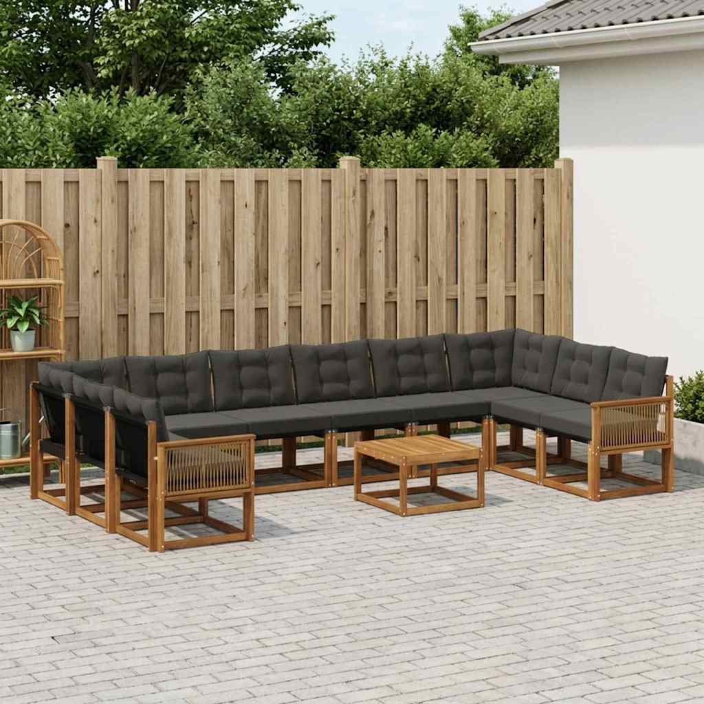 Buiten bankenset met kussen 11 pcs Naturel en Zwart is nu te koop bij PeponiXL, paradijselijk wonen!