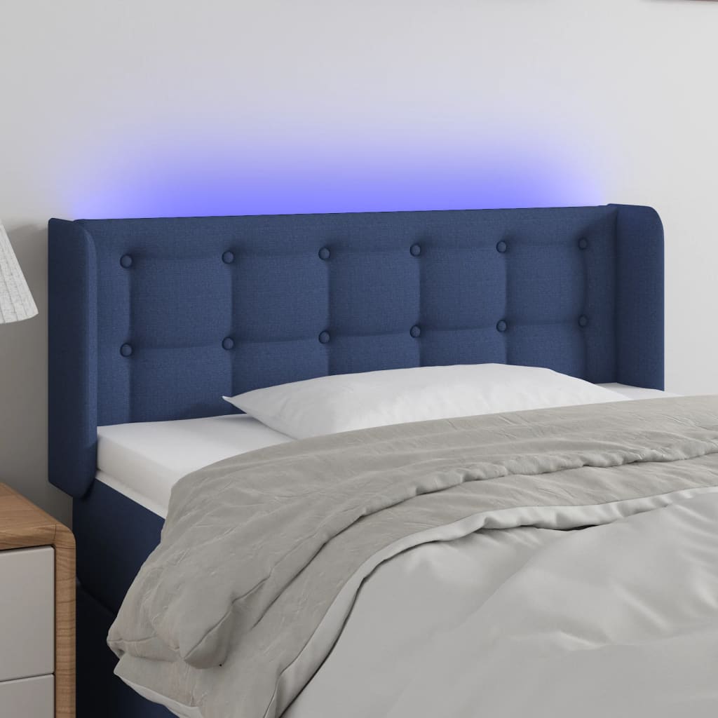 Hoofdbord LED 83x16x78/88 cm stof blauw is nu te koop bij PeponiXL, paradijselijk wonen!