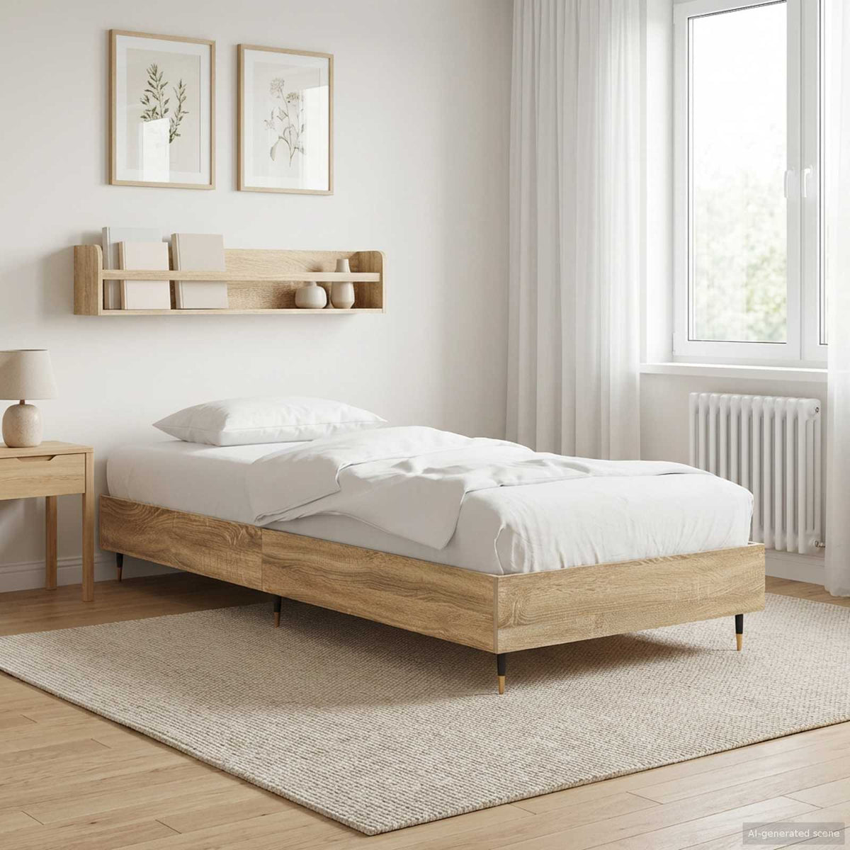 Bedframe Sonoma Eiken 80 x 200 cm Bewerkt hout is nu te koop bij PeponiXL, paradijselijk wonen!