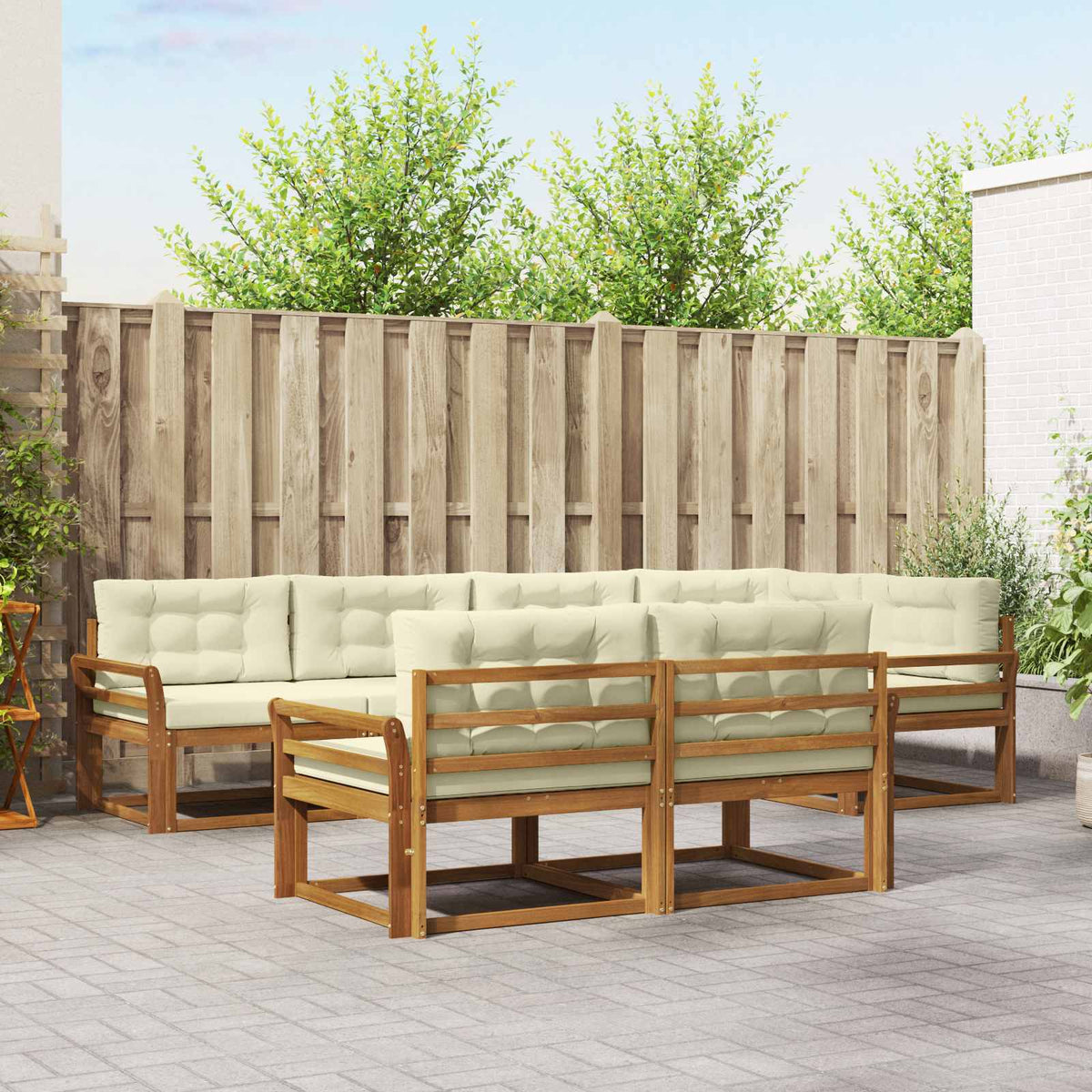 Buiten bankenset met kussen 7 pcs Natuurlijk en Crème is nu te koop bij PeponiXL, paradijselijk wonen!