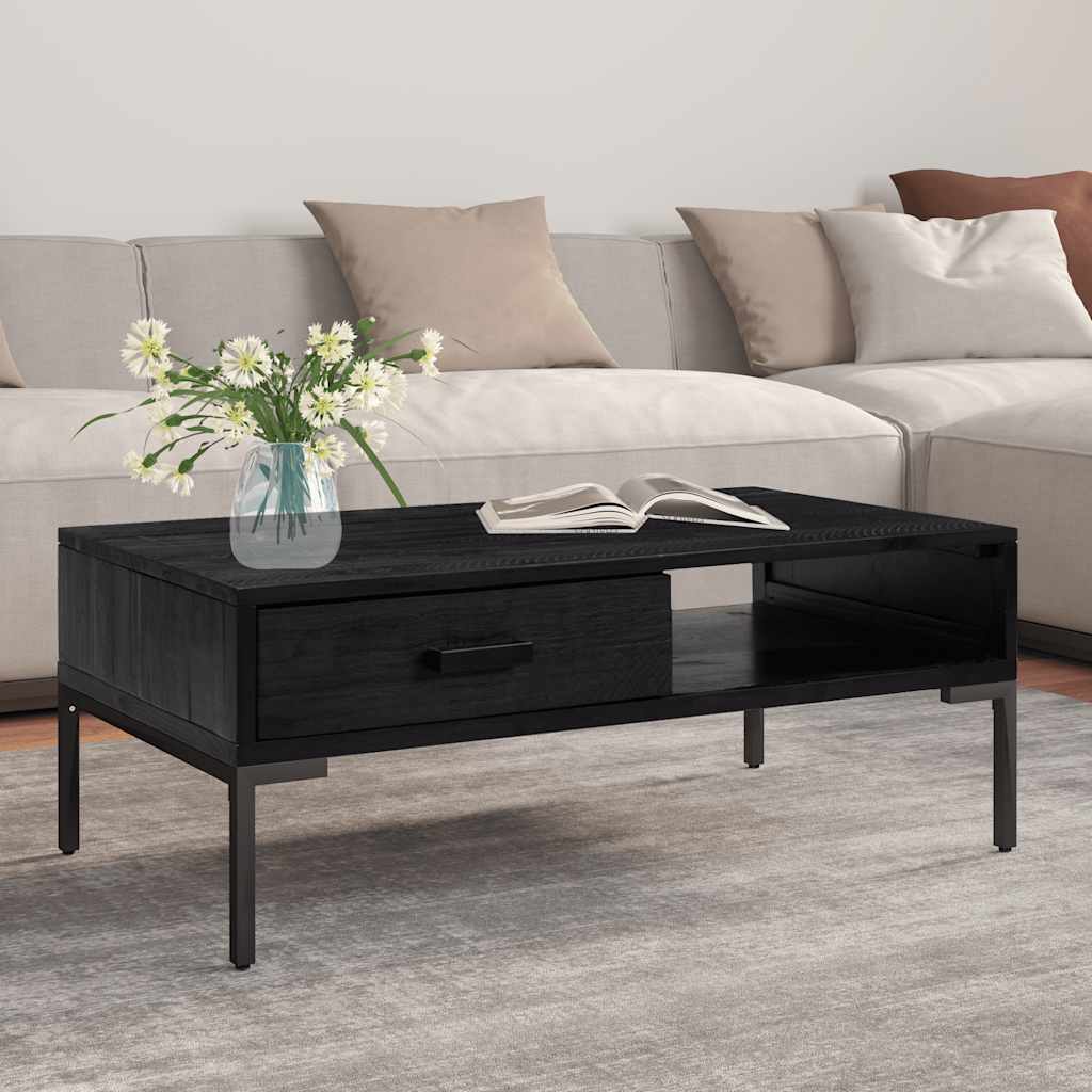 Salontafel 90x50x35 cm massief grenenhout zwart is nu te koop bij PeponiXL, paradijselijk wonen!