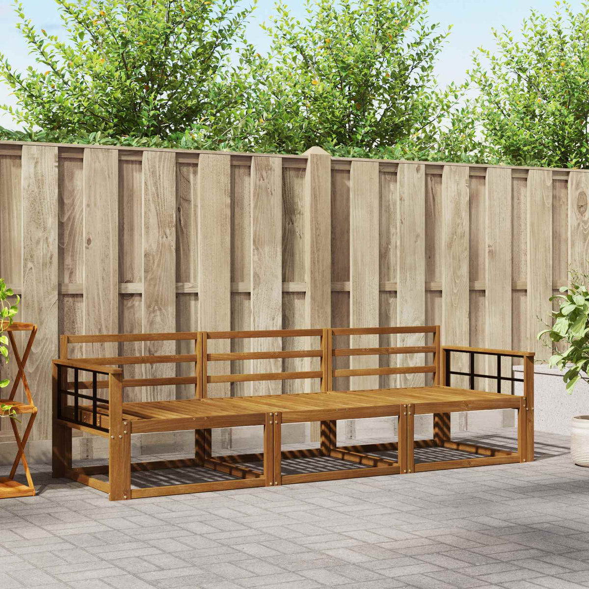 Buiten bankenset 3 pcs Naturel Massief Acaciahout is nu te koop bij PeponiXL, paradijselijk wonen!