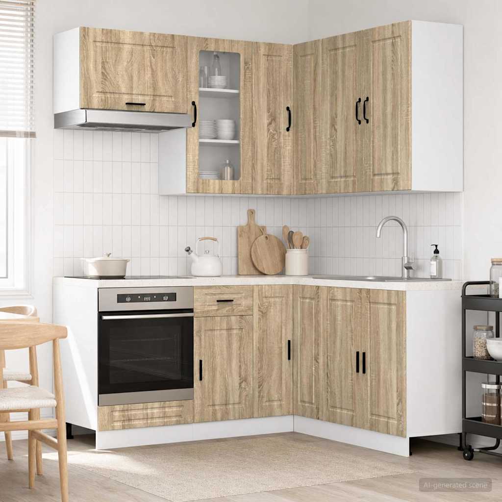 Keukenblok PORTO 8 pcs Sonoma Eiken Bewerkt hout is nu te koop bij PeponiXL, paradijselijk wonen!