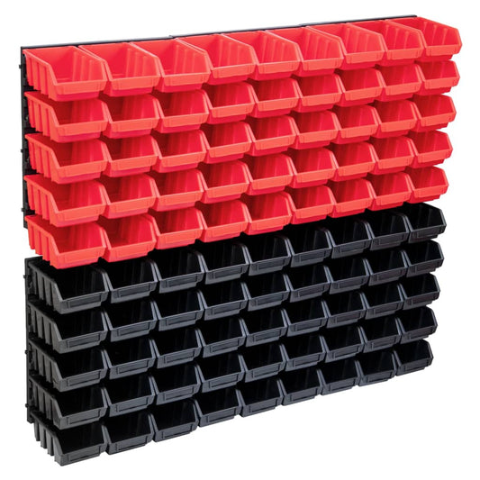 96-delige Opslagbakkenset met wandpanelen rood en zwart is nu te koop bij PeponiXL, paradijselijk wonen!