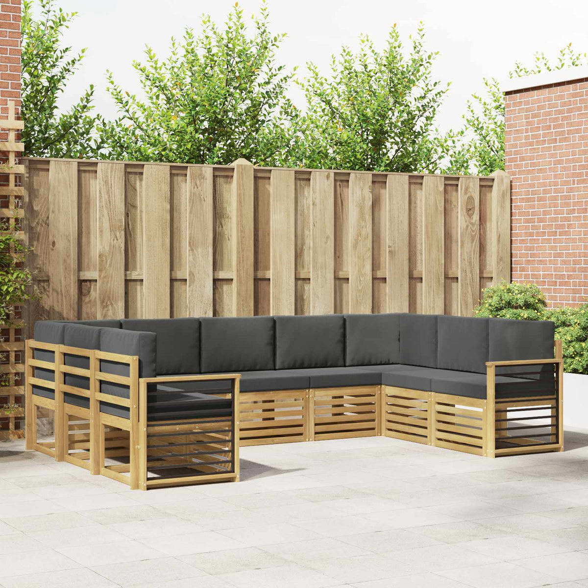 Hoekbank Set 9 pcs Wit en antracietkleurig 304 x 187,5 x 73 cm is nu te koop bij PeponiXL, paradijselijk wonen!