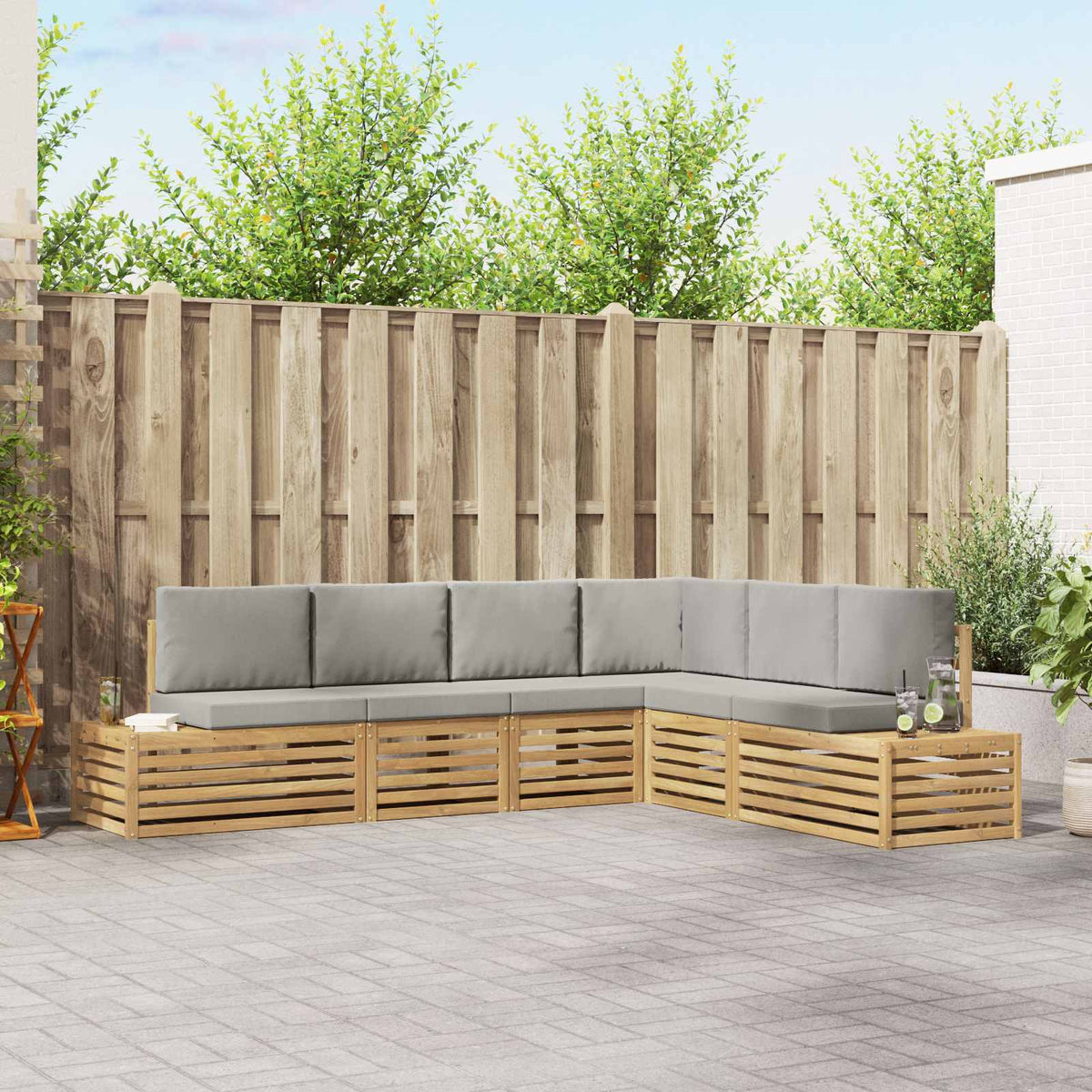 Buiten bankenset met kussen 6 Stuk Wit en Lichtgrijs is nu te koop bij PeponiXL, paradijselijk wonen!