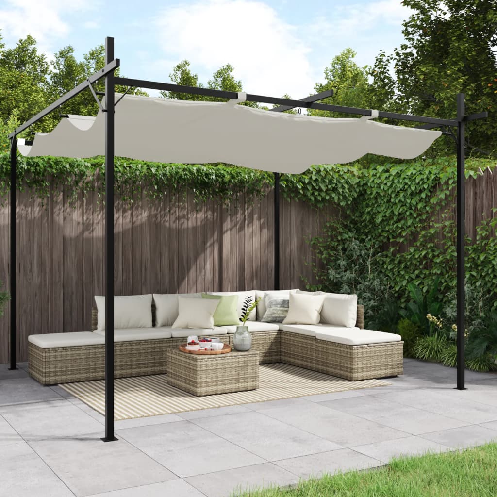 Pergola met uitschuifbaar dak 295x292x230 crèmekleurig is nu te koop bij PeponiXL, paradijselijk wonen!