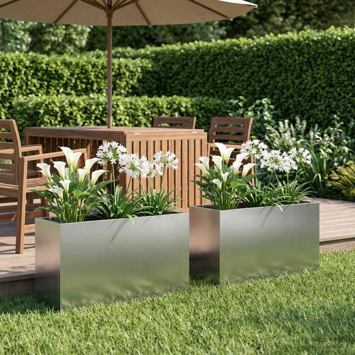 Plantenbak 2 st zilver 80 x 30 x 40 cm Gegalvaniseerd staal is nu te koop bij PeponiXL, paradijselijk wonen!