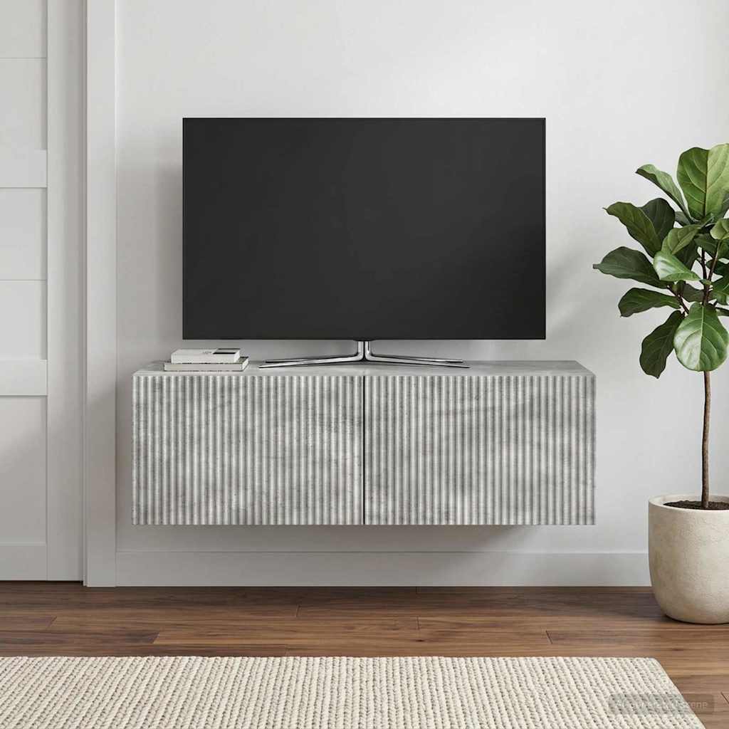 Wandbeugel TV-kast Betongrijs 98 x 41 x 30 cm Bewerkt hout is nu te koop bij PeponiXL, paradijselijk wonen!