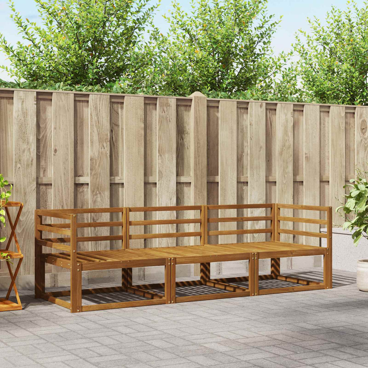 Buiten bankenset 3 pcs Naturel Massief Acaciahout is nu te koop bij PeponiXL, paradijselijk wonen!