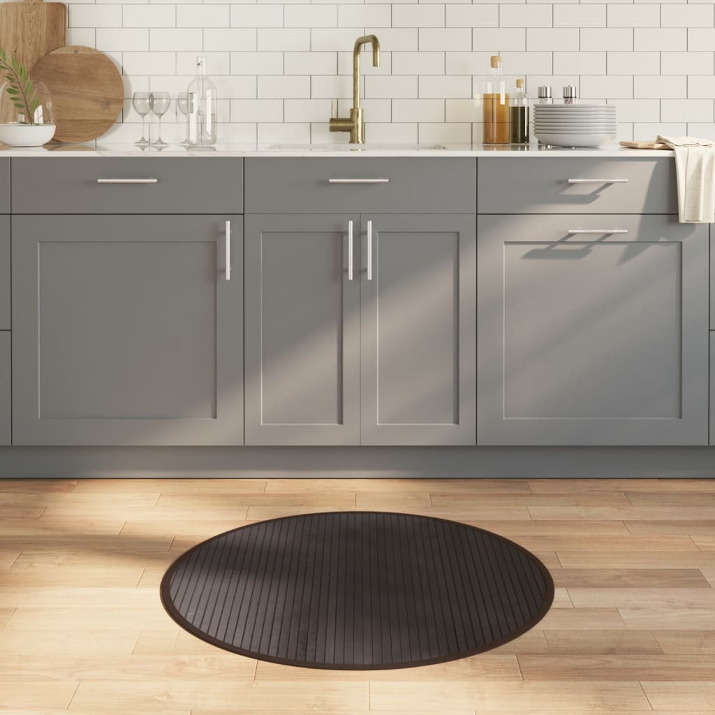 Vloerkleed rond 80 cm bamboe donkerbruin is nu te koop bij PeponiXL, paradijselijk wonen!
