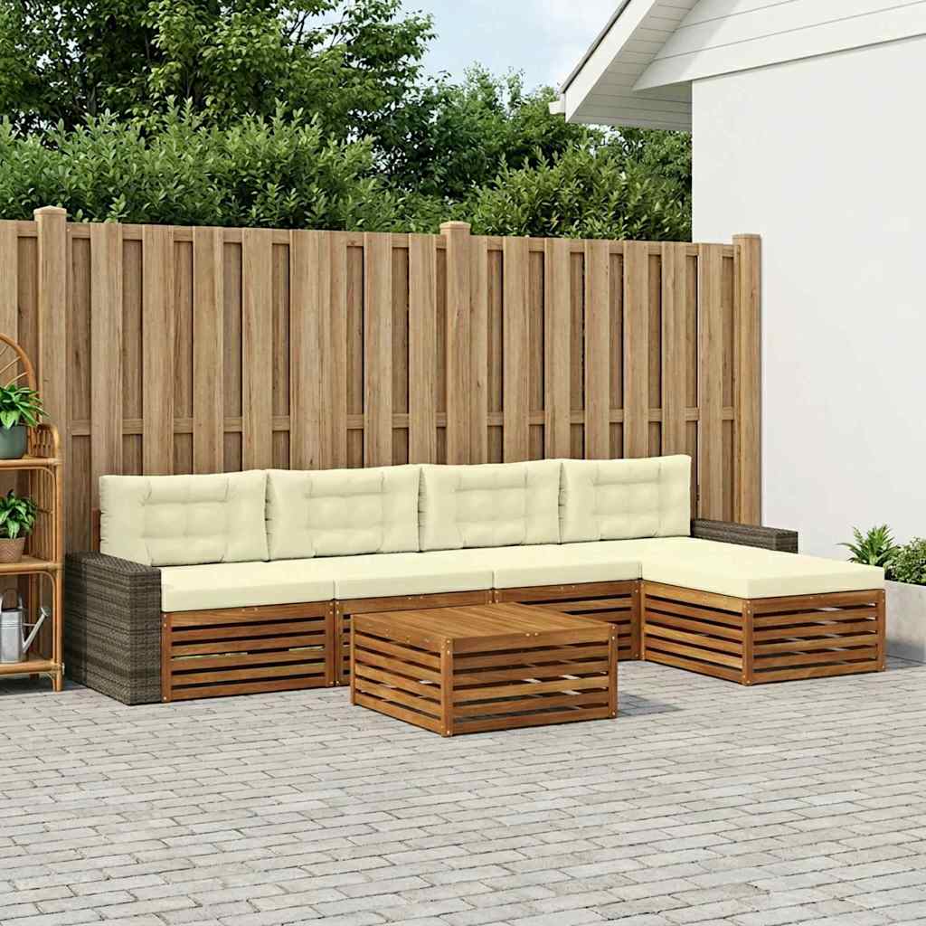 Buiten bankenset 6 pcs Natuurlijk en Crème 79 x 79 x 37 cm is nu te koop bij PeponiXL, paradijselijk wonen!
