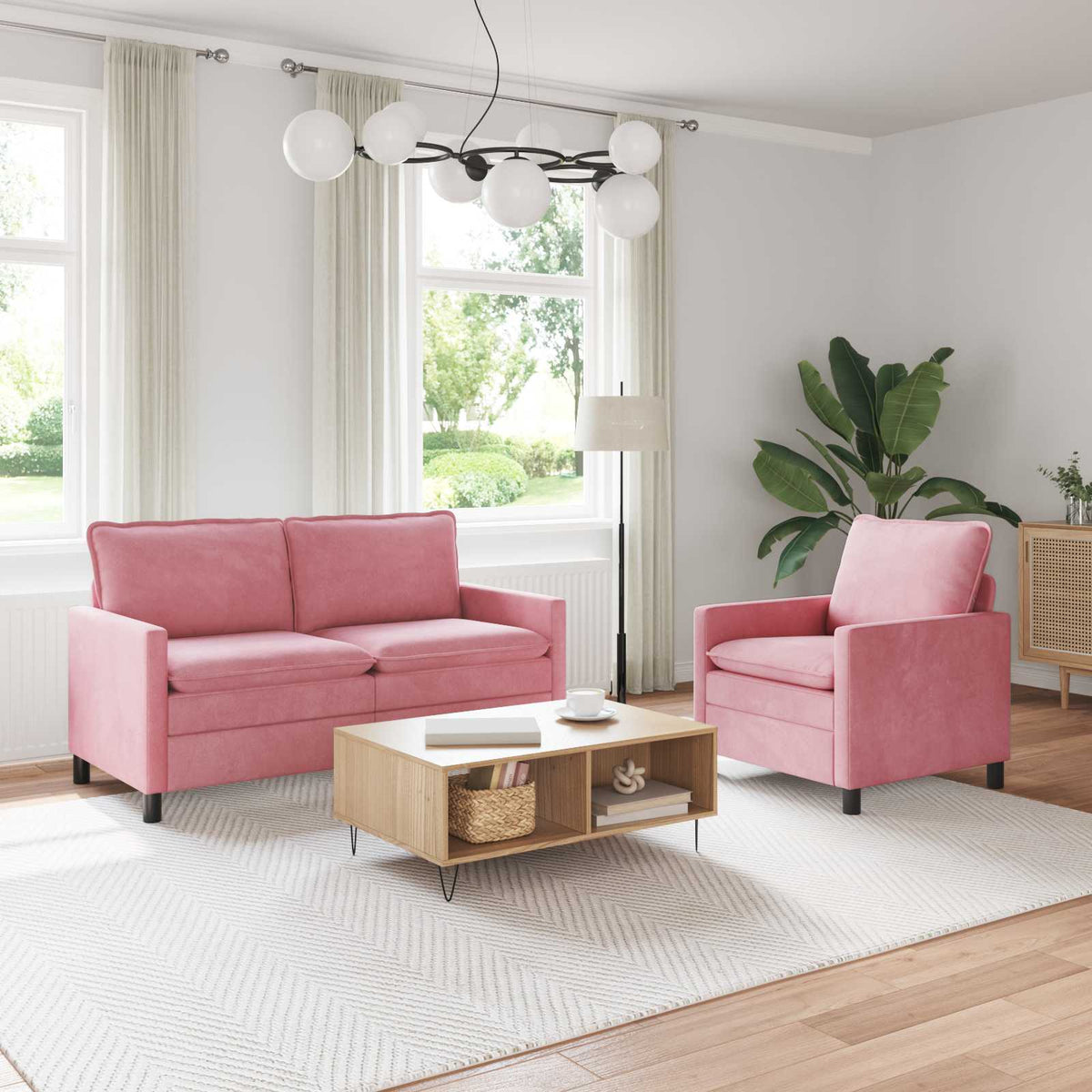 Bankstel 2 pcs Roze Fluweel is nu te koop bij PeponiXL, paradijselijk wonen!
