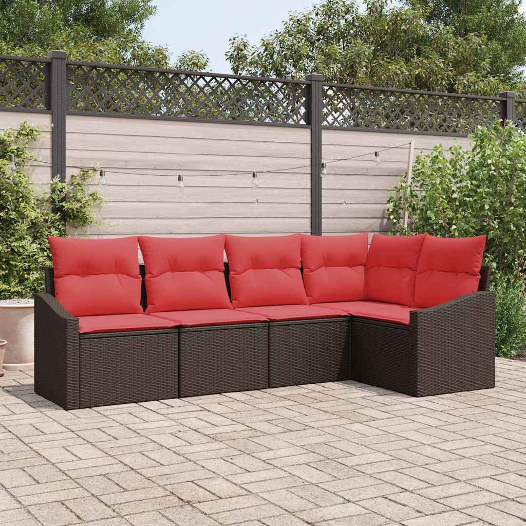Bankstel 5 st Bruin poly rattan is nu te koop bij PeponiXL, paradijselijk wonen!