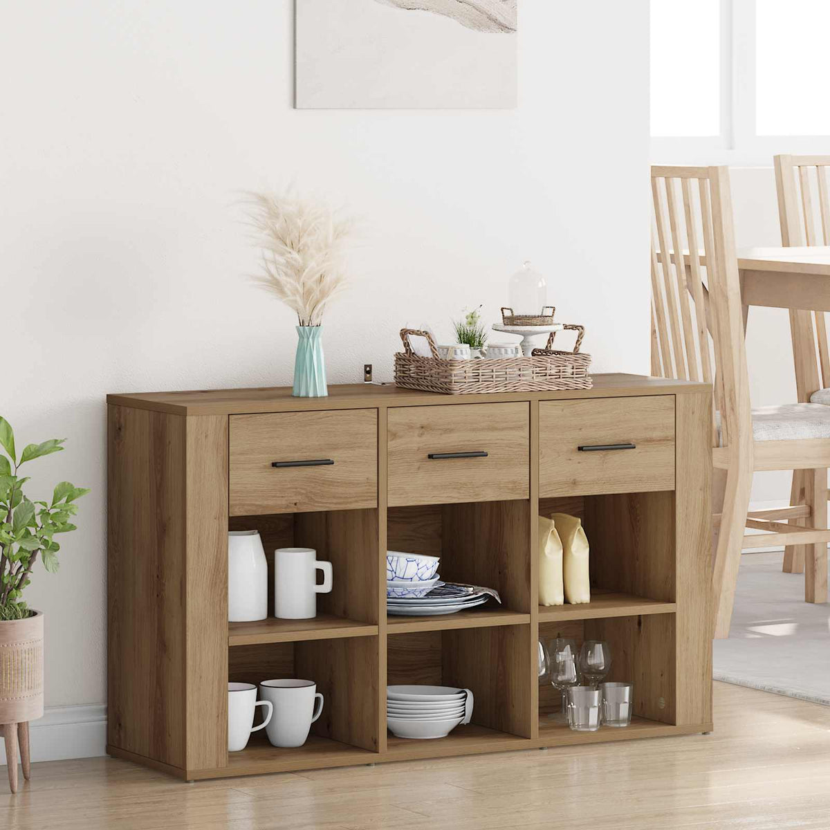 Dressoir Artisan Eiken 100 x 30 x 59,5 cm Bewerkt hout is nu te koop bij PeponiXL, paradijselijk wonen!