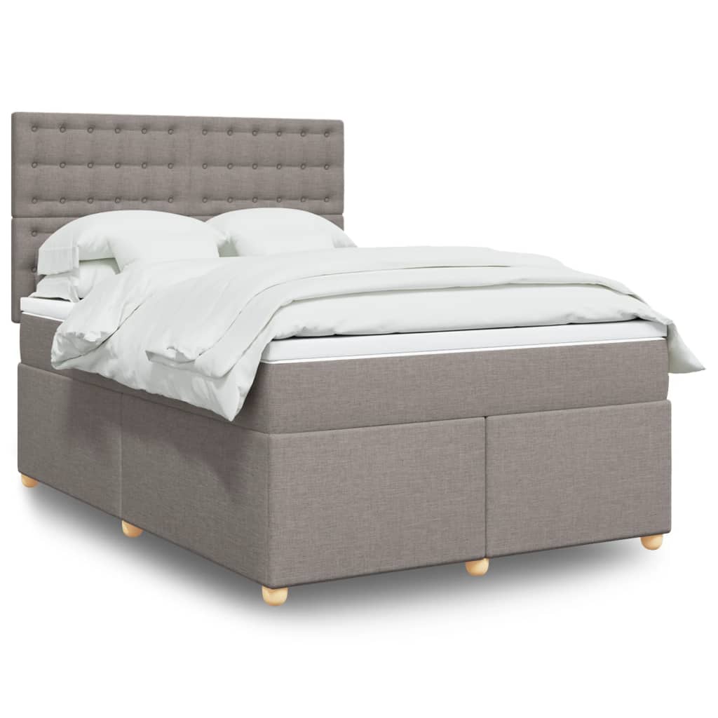 Boxspring met matras stof taupe 140x200 cm is nu te koop bij PeponiXL, paradijselijk wonen!
