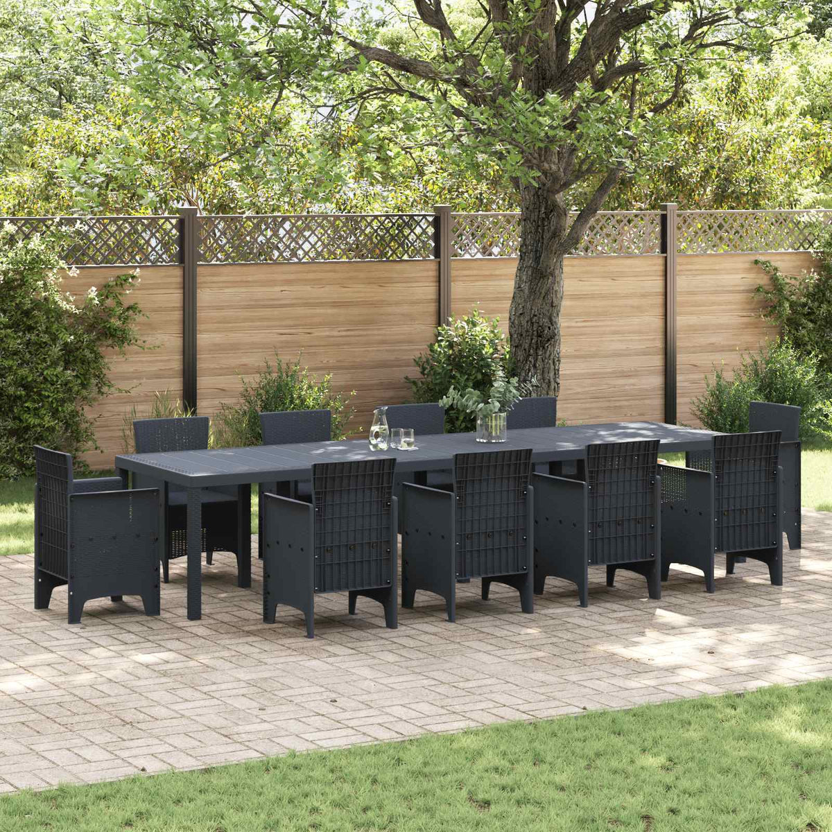 Tuinstafel Antraciet 350 x 100 x 74 cm poly rattan is nu te koop bij PeponiXL, paradijselijk wonen!