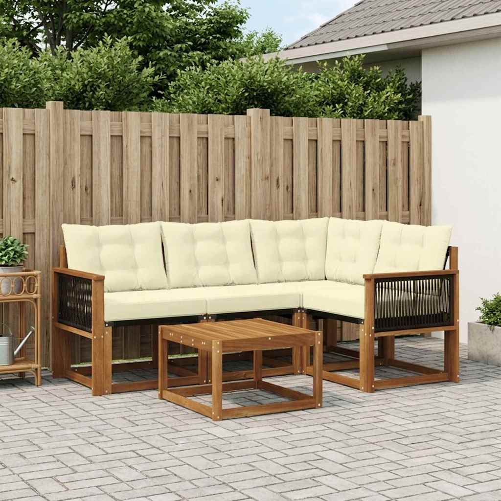 Buiten bankenset met kussen 5 pcs Natuurlijk en Crème is nu te koop bij PeponiXL, paradijselijk wonen!