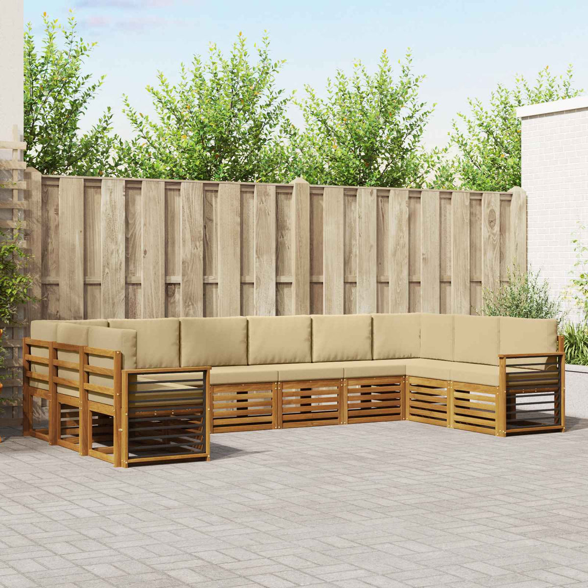 Hoekbank Set met kussen 10 pcs Natuurlijk en Beige is nu te koop bij PeponiXL, paradijselijk wonen!