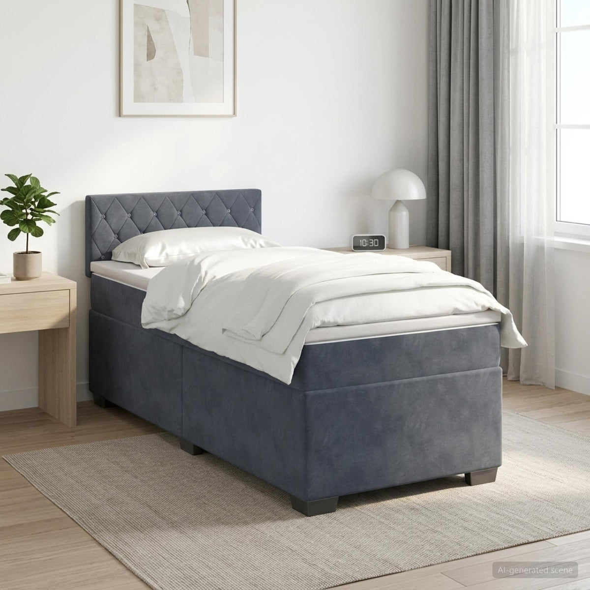Boxspringbed met matras Donkergrijs 90 x 190 cm Fluweel is nu te koop bij PeponiXL, paradijselijk wonen!
