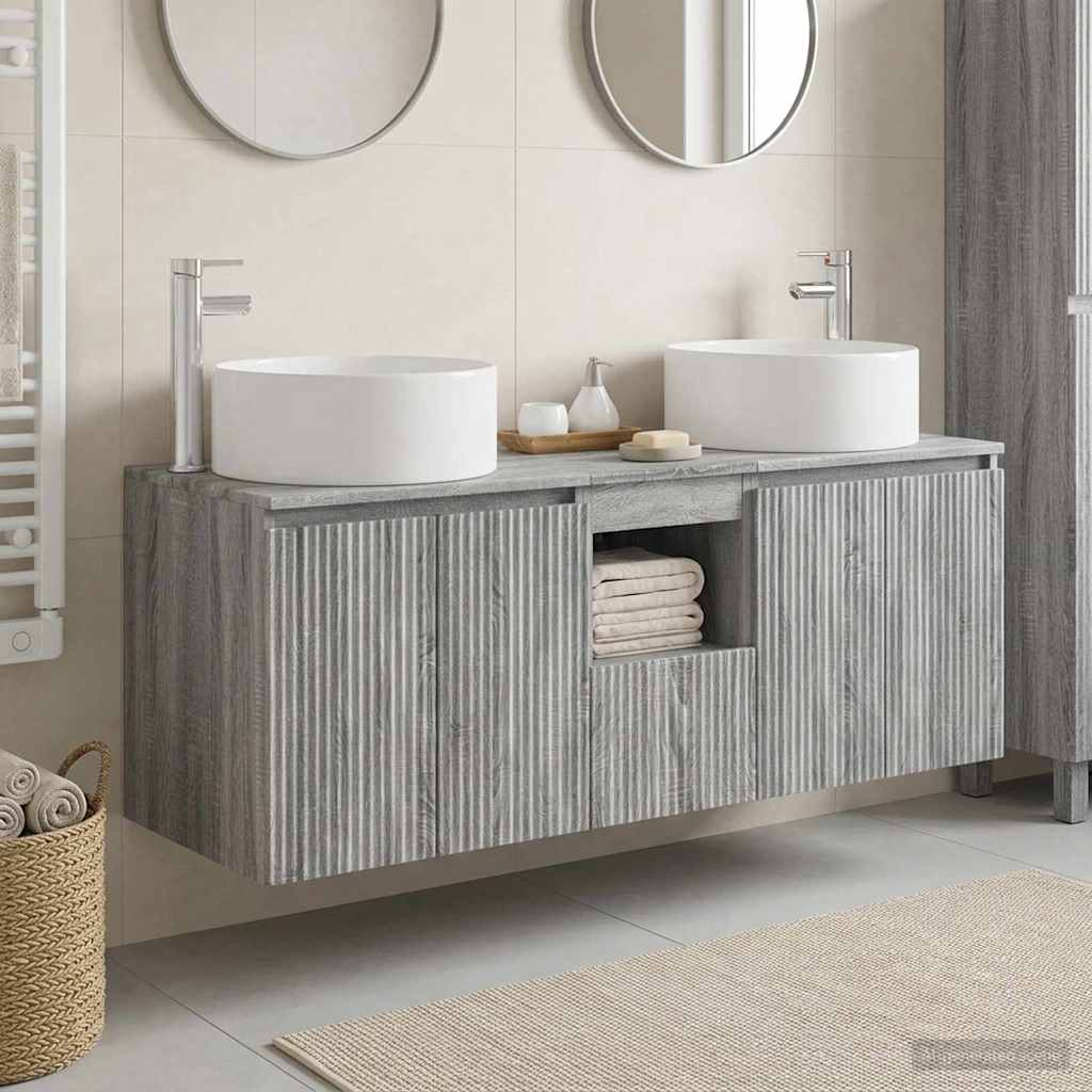 Badkamerkastenset 3 st Grijs Sonoma 49,5 x 44,5 x 65,5 cm is nu te koop bij PeponiXL, paradijselijk wonen!