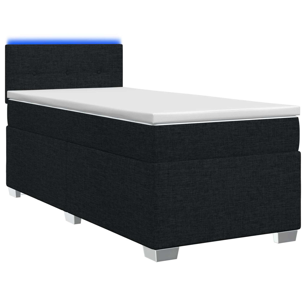 Boxspring Bed met Matras en LED Zwart 80 x 200 cm Stof is nu te koop bij PeponiXL, paradijselijk wonen!