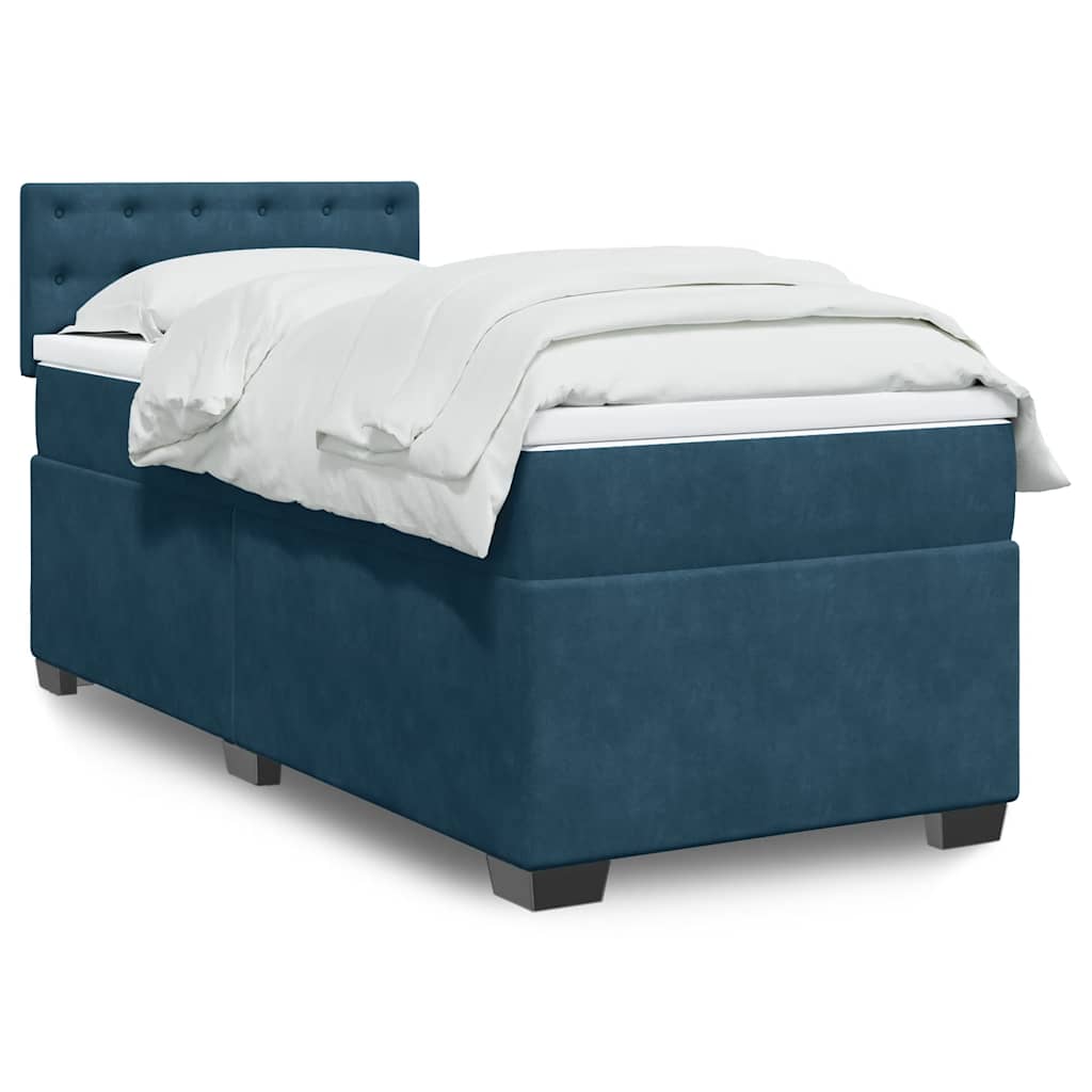 Boxspring met matras fluweel donkerblauw 90x190 cm is nu te koop bij PeponiXL, paradijselijk wonen!