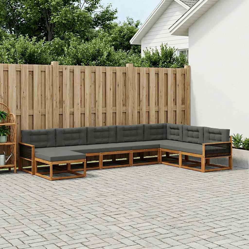 Buiten bankenset met kussen 8 pcs Natuurlijk en Antraciet is nu te koop bij PeponiXL, paradijselijk wonen!