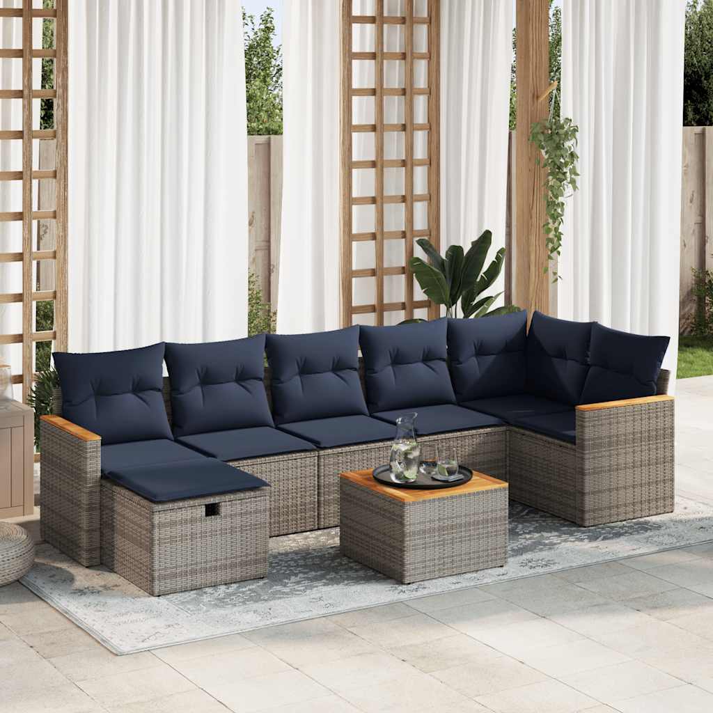 8-delige Loungeset met kussens poly rattan grijs is nu te koop bij PeponiXL, paradijselijk wonen!