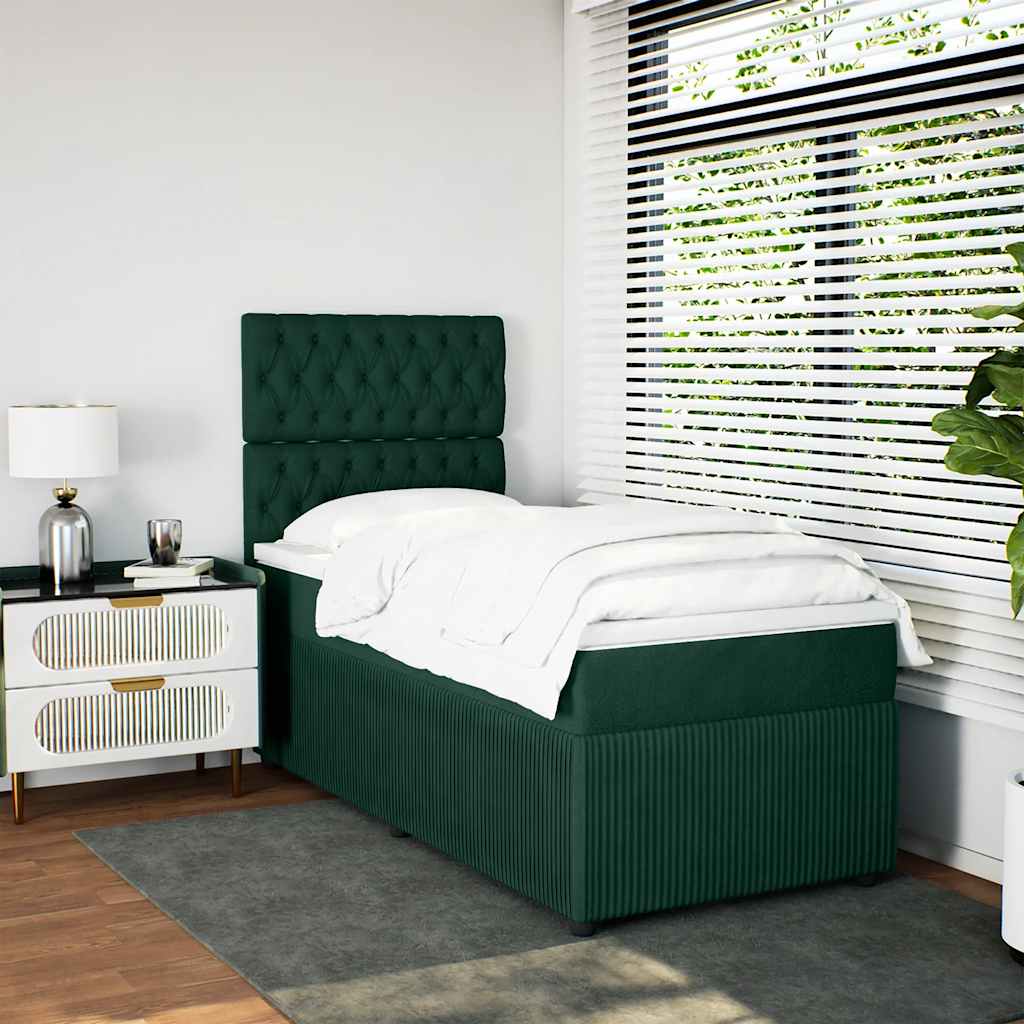 Boxspring met matras fluweel donkergroen 90x190 cm is nu te koop bij PeponiXL, paradijselijk wonen!