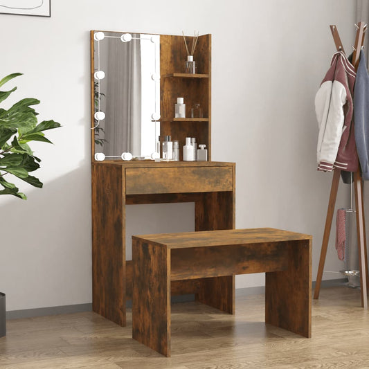 Kaptafelset met LED's bewerkt hout gerookt eiken is nu te koop bij PeponiXL, paradijselijk wonen!