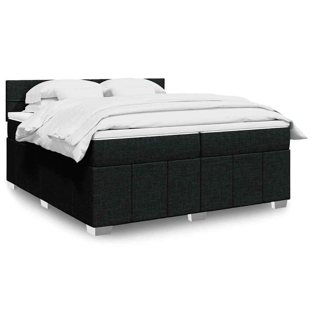 Boxspring met matras stof zwart 200x200 cm is nu te koop bij PeponiXL, paradijselijk wonen!