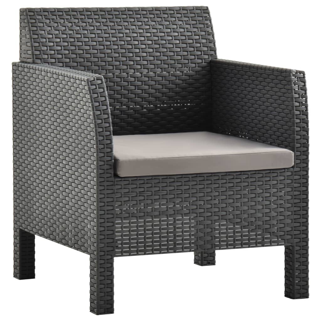 Tuinstoel met kussen antraciet 63x65x76 cm PP rattan is nu te koop bij PeponiXL, paradijselijk wonen!
