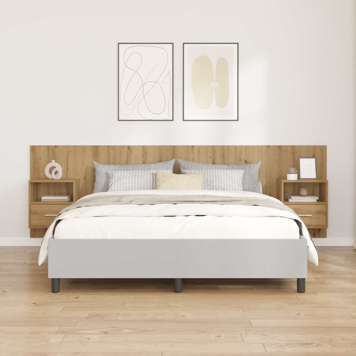 Hoofdbord Met Kast met lade 3 pcs Artisan Eiken Bewerkt hout is nu te koop bij PeponiXL, paradijselijk wonen!