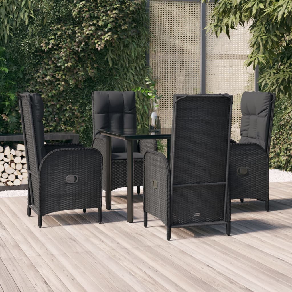 5-delige Tuinset met kussens poly rattan zwart is nu te koop bij PeponiXL, paradijselijk wonen!