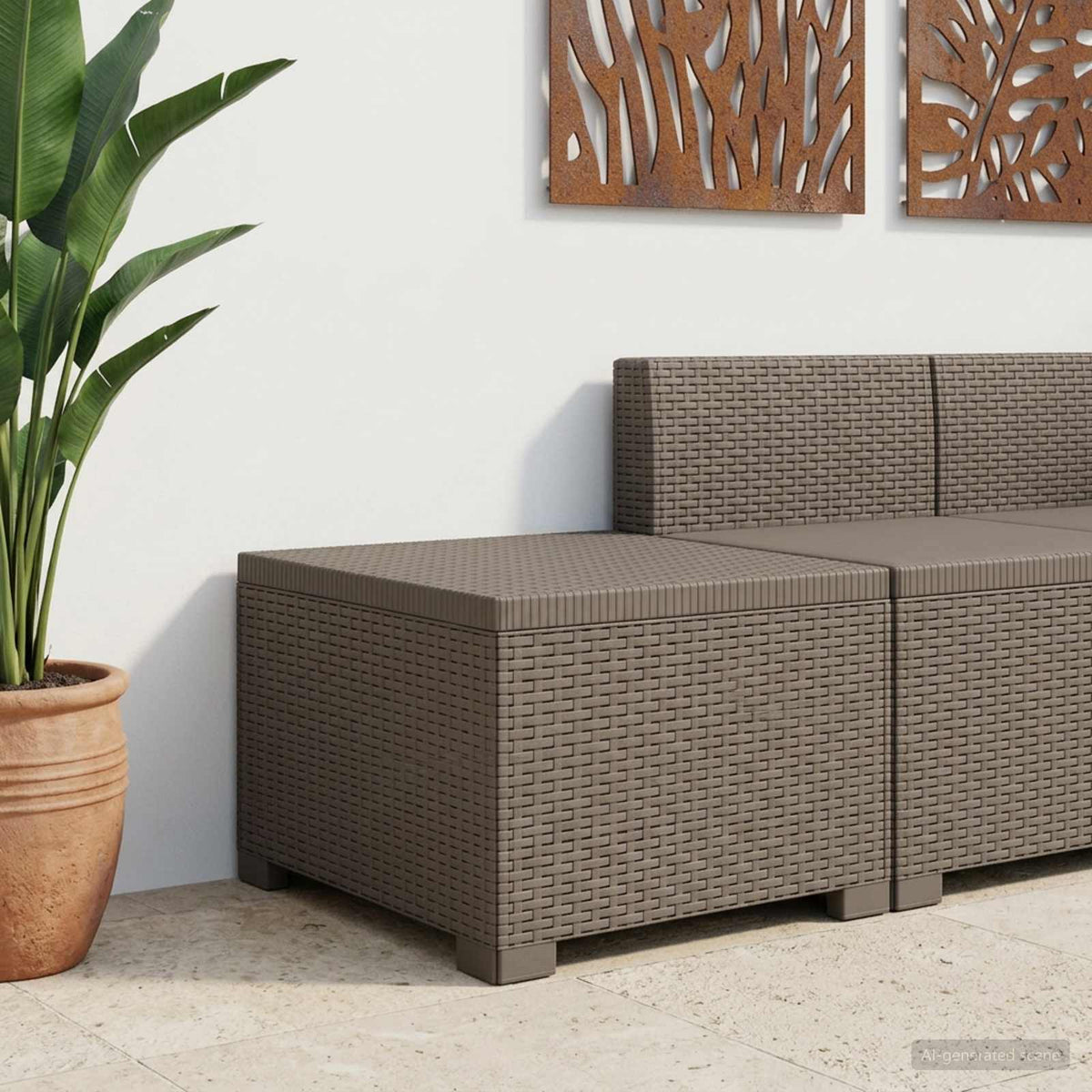 Eénpersoons Tuinbank Rattan Look PP Lichtgrijs is nu te koop bij PeponiXL, paradijselijk wonen!