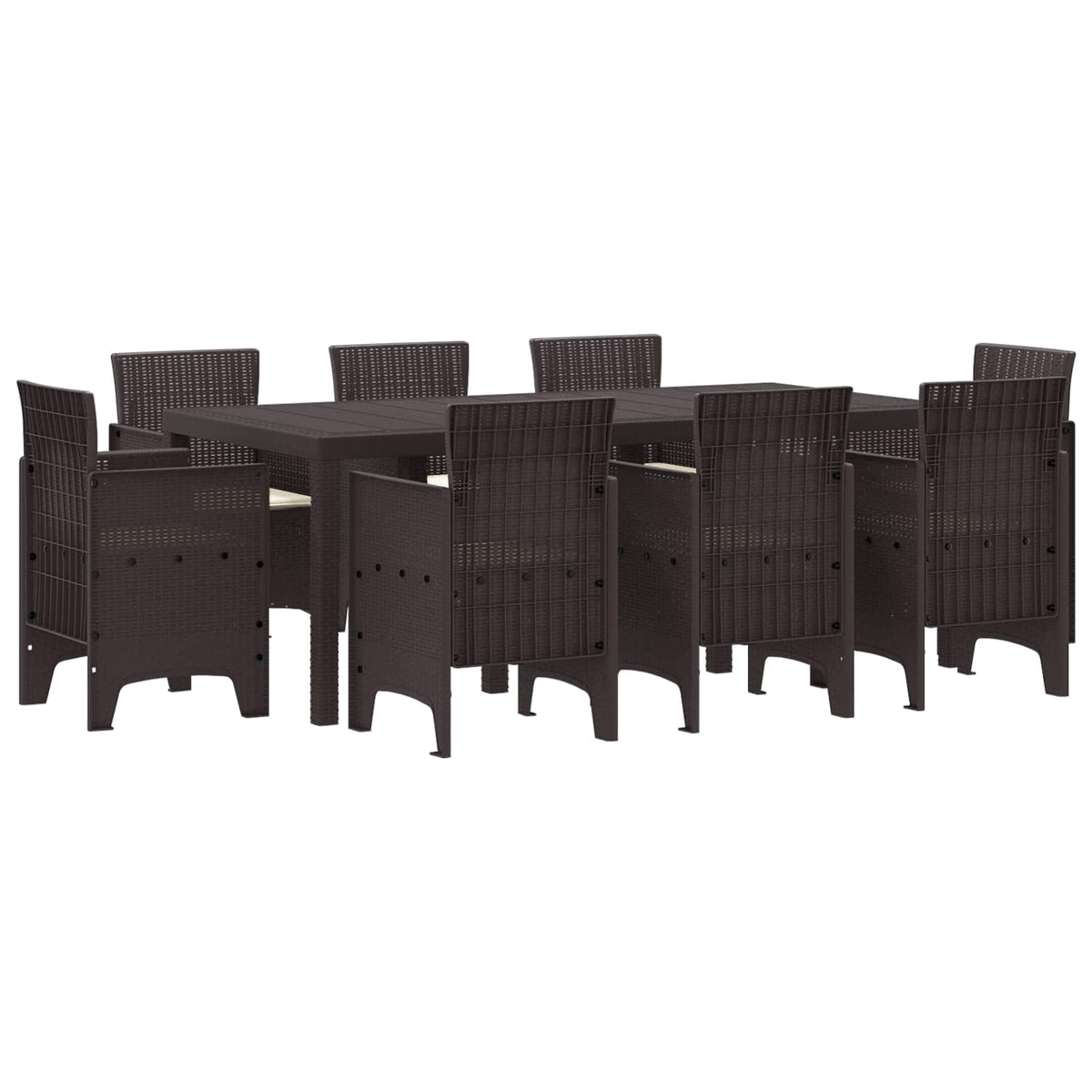 Tuin eettafelset 9 pcs Bruin Polypropyleen is nu te koop bij PeponiXL, paradijselijk wonen!