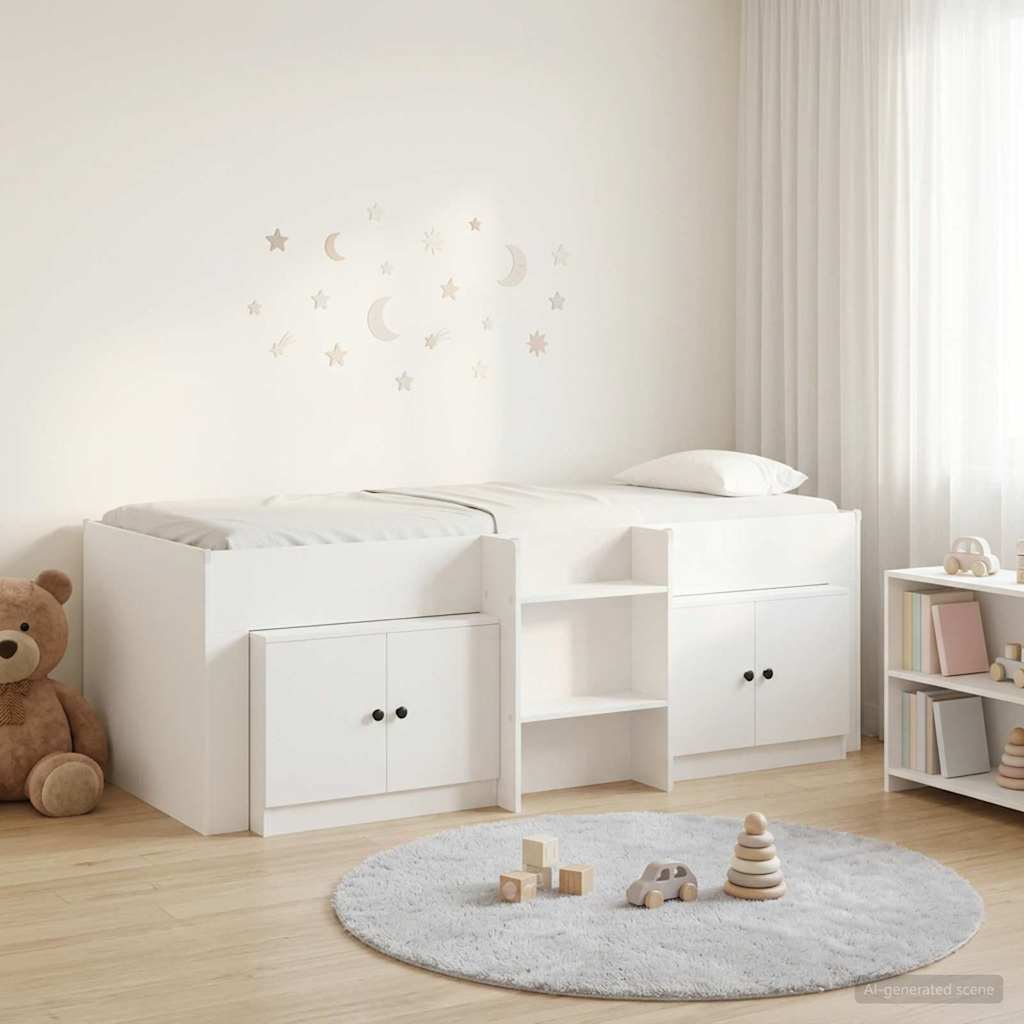 Loft Bed Frame met Kast met opslag 3 st Wit Bewerkt hout is nu te koop bij PeponiXL, paradijselijk wonen!