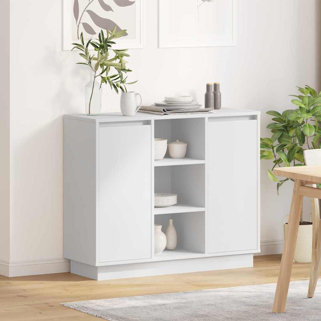 LED Sideboard Wit 90 x 32 x 75 cm Bewerkt hout is nu te koop bij PeponiXL, paradijselijk wonen!