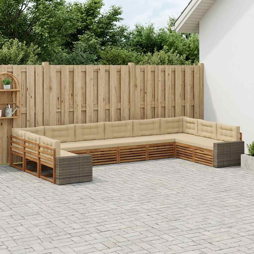 Sofa-Sets met kussen 10 pcs Massief Acaciahout is nu te koop bij PeponiXL, paradijselijk wonen!