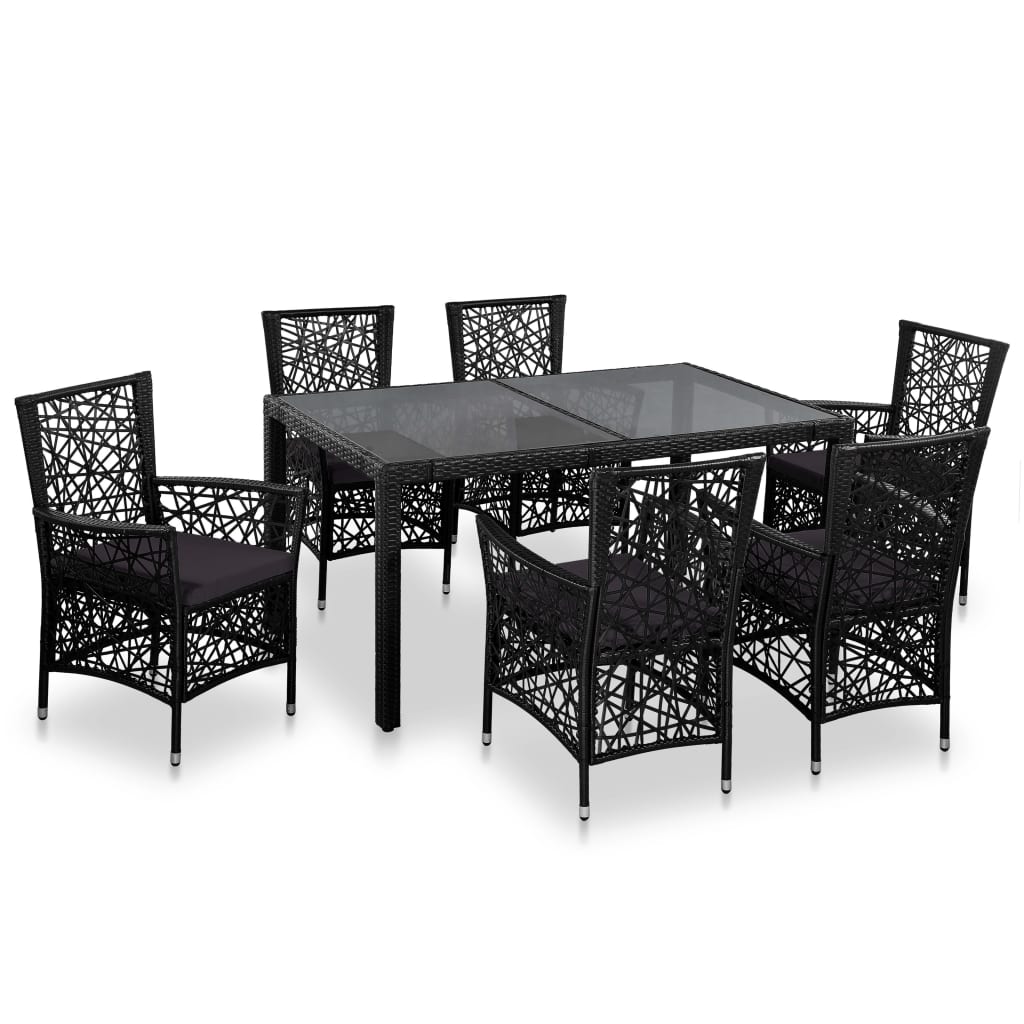 7-delige Tuinset poly rattan zwart is nu te koop bij PeponiXL, paradijselijk wonen!