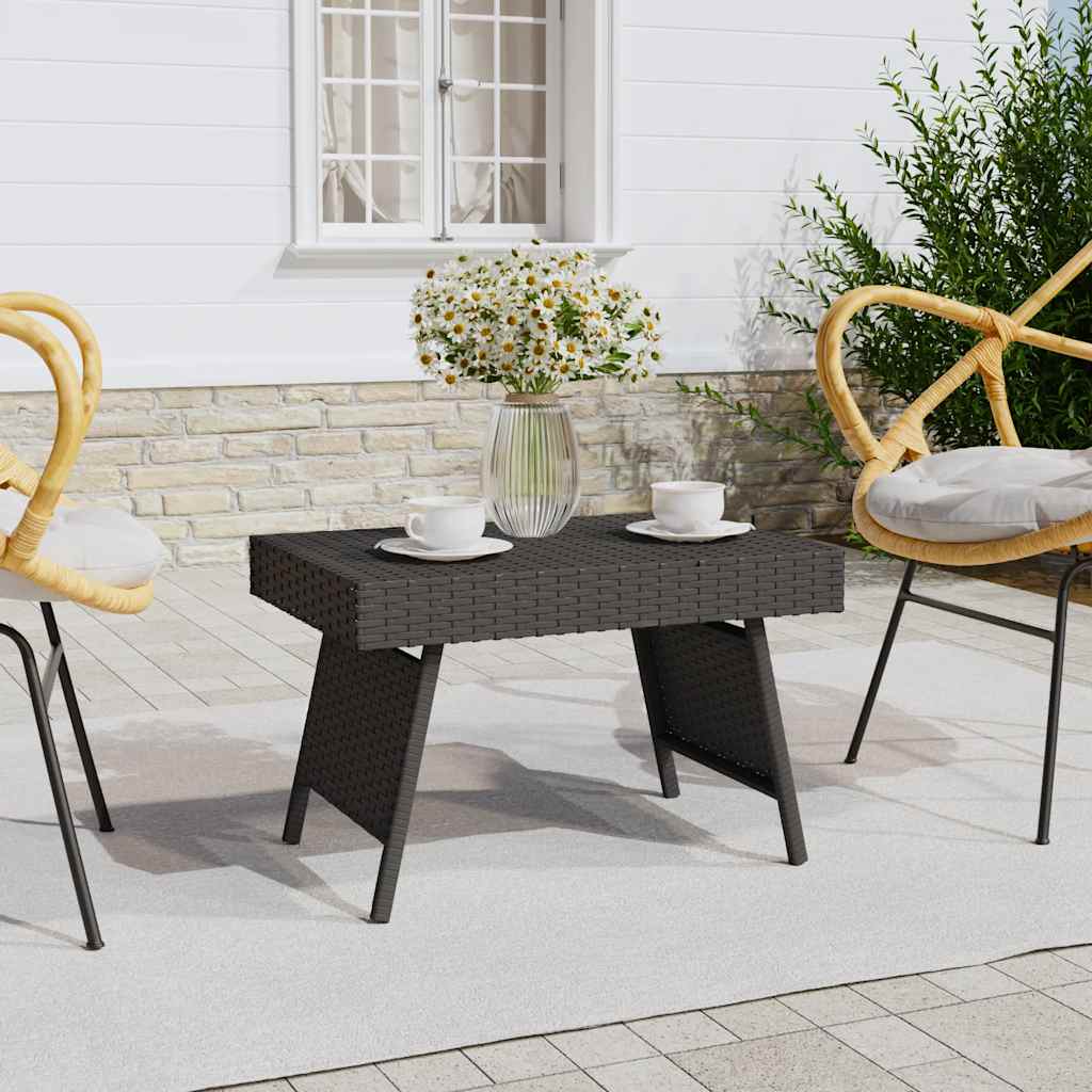 Bijzettafel inklapbaar 60x40x38 cm poly rattan zwart is nu te koop bij PeponiXL, paradijselijk wonen!