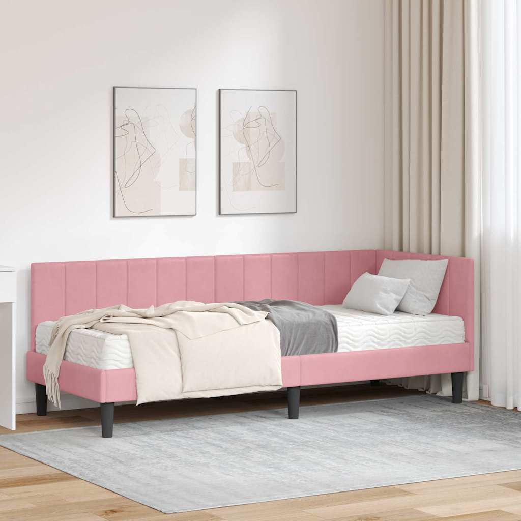 Hoekbedframe met Matras met hoofdeinde 2 pcs Grijs Fluweel is nu te koop bij PeponiXL, paradijselijk wonen!