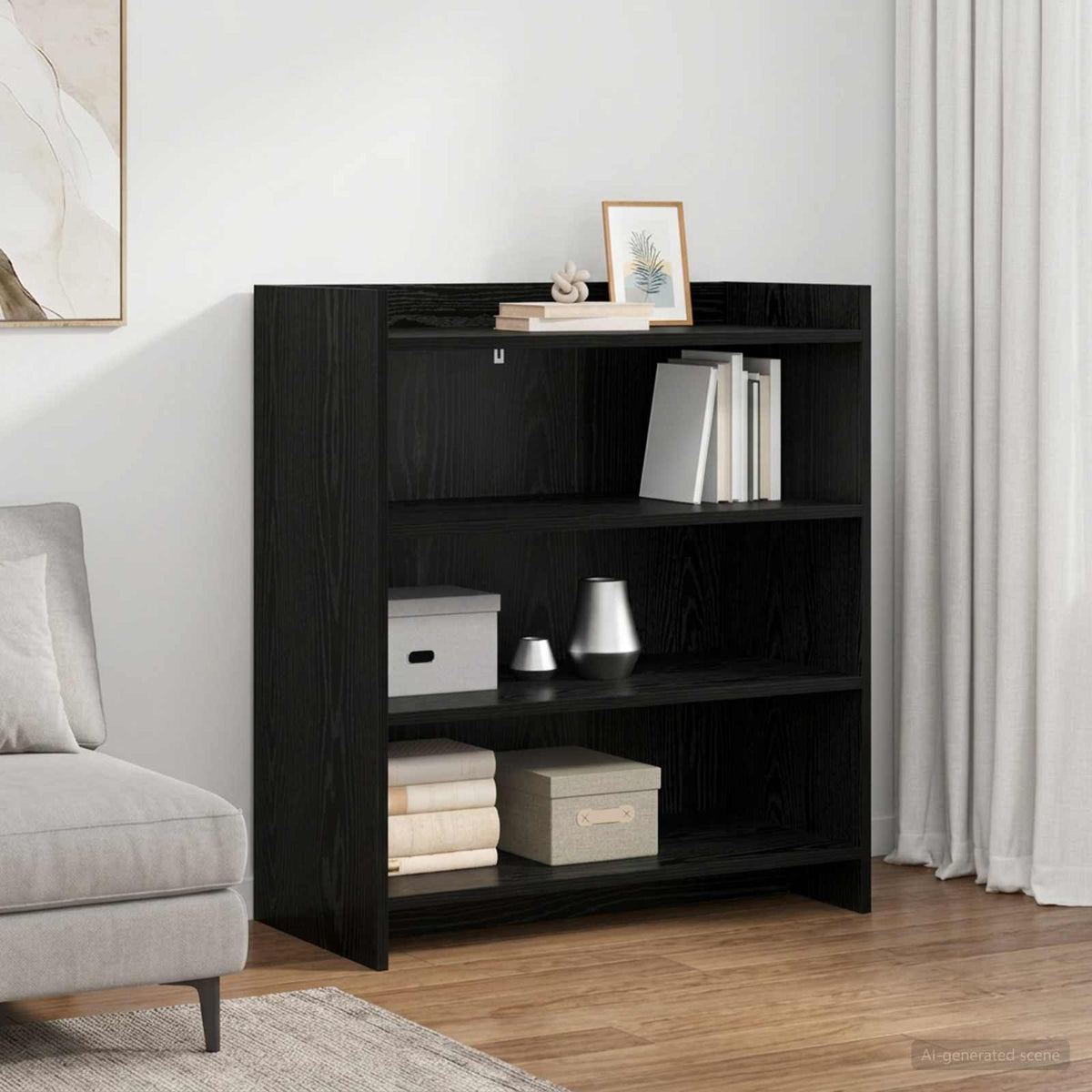 Dressoir Zwart eiken 75 x 36 x 80 cm Bewerkt hout is nu te koop bij PeponiXL, paradijselijk wonen!