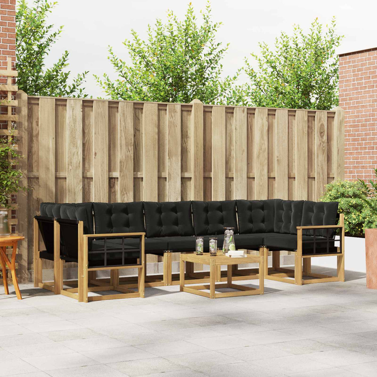 Buiten bankenset met kussen 8 pcs Wit en zwart is nu te koop bij PeponiXL, paradijselijk wonen!