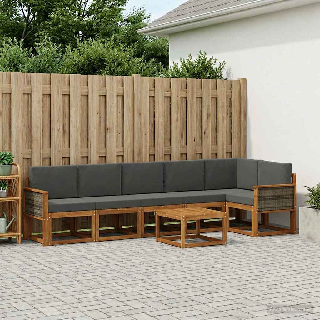 Buiten bankenset 7 pcs Natuurlijk en Antraciet Polyester is nu te koop bij PeponiXL, paradijselijk wonen!