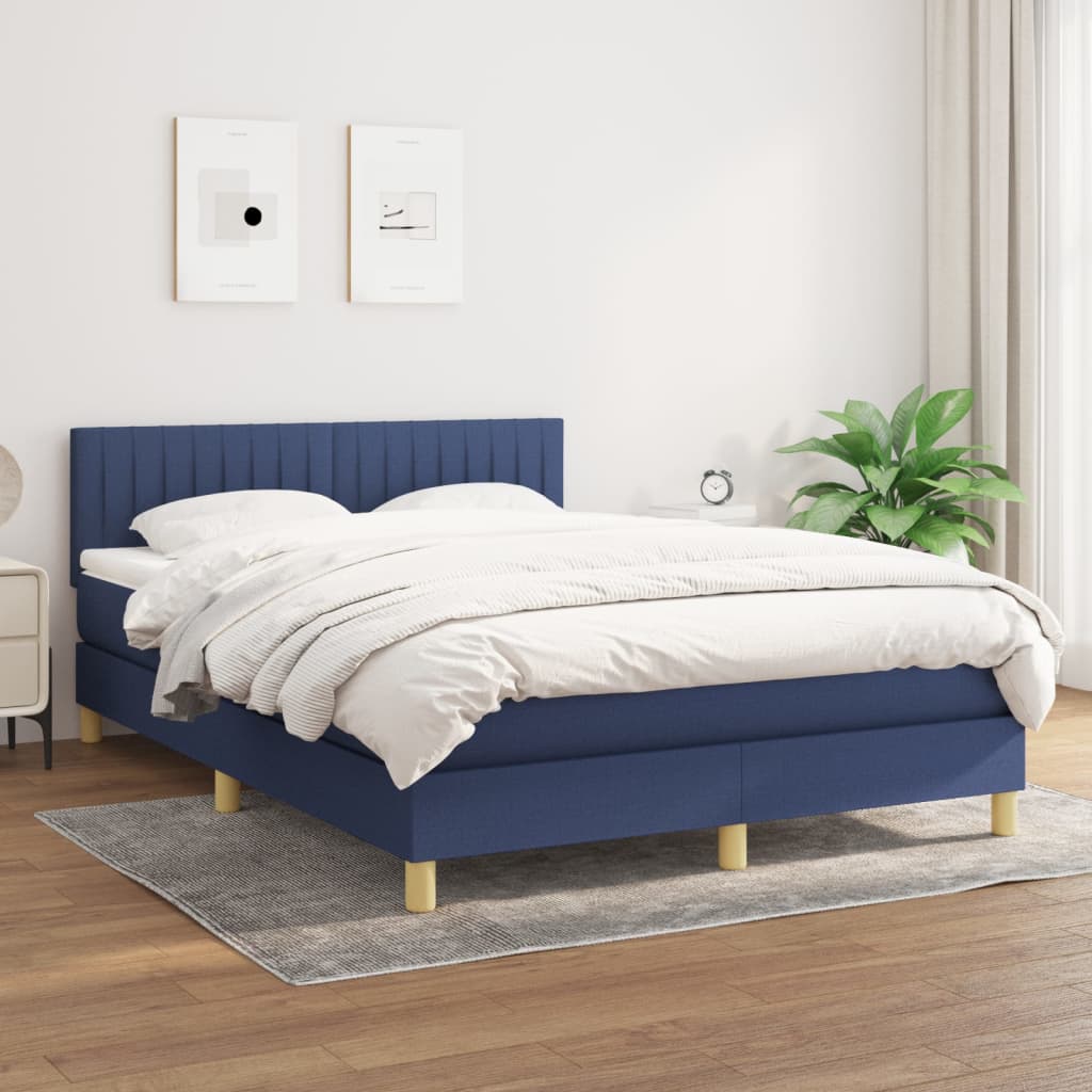 Boxspring met matras stof blauw 140x200 cm is nu te koop bij PeponiXL, paradijselijk wonen!