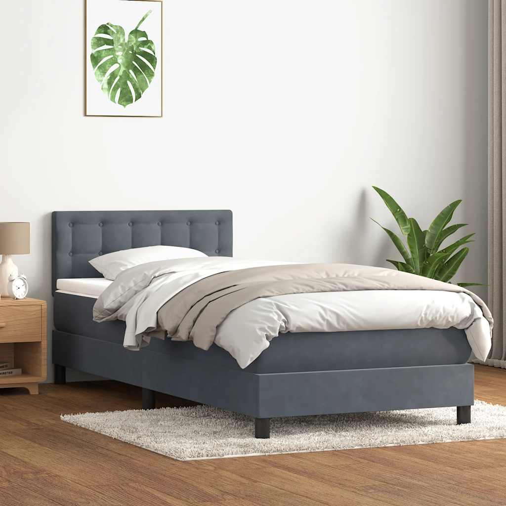 Boxspring met matras fluweel donkergrijs 80x210 cm is nu te koop bij PeponiXL, paradijselijk wonen!