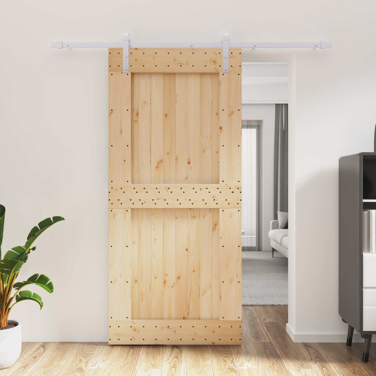 Schuifdeur Natuurlijk en Wit 95 x 210 cm Massief Grenenhout is nu te koop bij PeponiXL, paradijselijk wonen!
