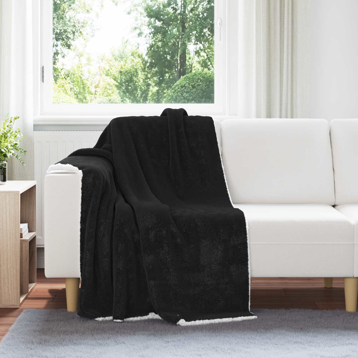 Gooi Deken Zwart 130 x 150 cm Fleece is nu te koop bij PeponiXL, paradijselijk wonen!
